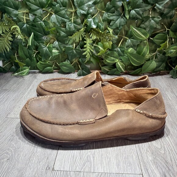 Olukai Moloa Men\'s Leather Slip On Shoes Water Beach Brown Size 13 main image 7